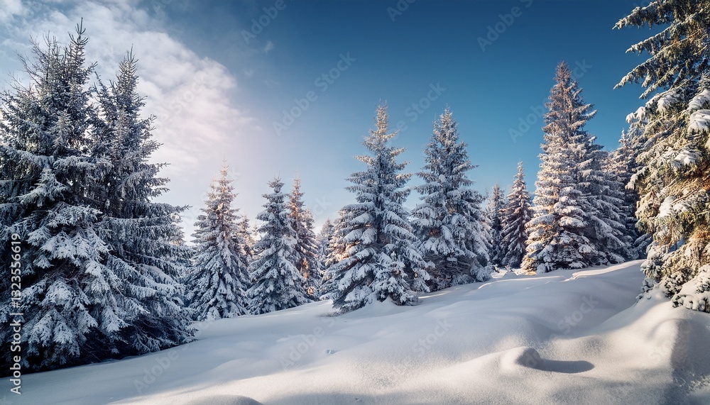 gorgeous winter landscape with lots of snow on fir trees wild nordic scene with snow capped conifers gorgeous winter landscape with lots of snow on fir trees wild nordic scene with snow capped conifers