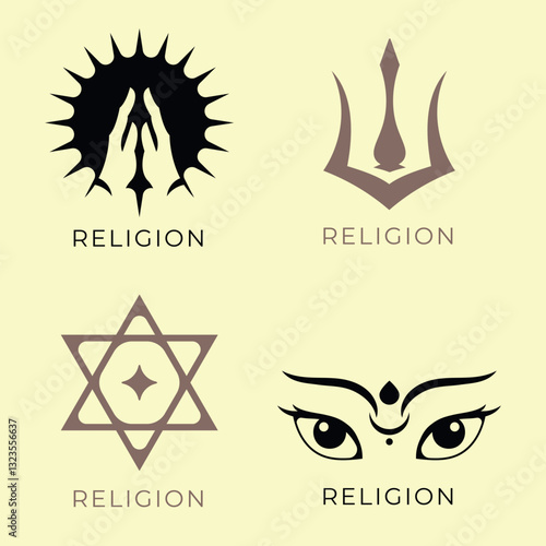 Hinduism india hindu god religion icons set vector