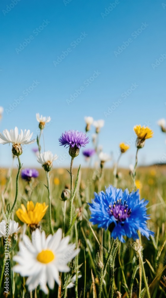 Regenerative Meadow Wellness Blue Cornflower and Chamomile Harmony - Sustainable Natural Medicine Landscape for Holistic Health Branding Regenerative Meadow Wellness Blue Cornflower and Chamomile Harmony - Sustainable Natural Medicine Landscape for Holistic Health Branding
