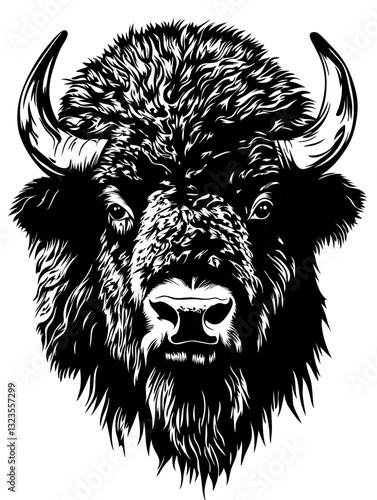 Majestic Bison Head Vector Art Ideal for Tattoos and Illustrations