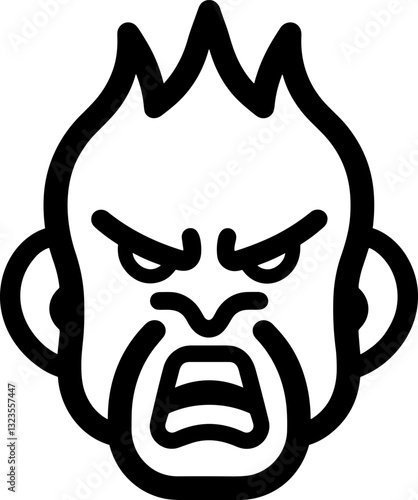 Angry Face Icon: Expressing Rage and Frustration with Cartoon Character Portrait