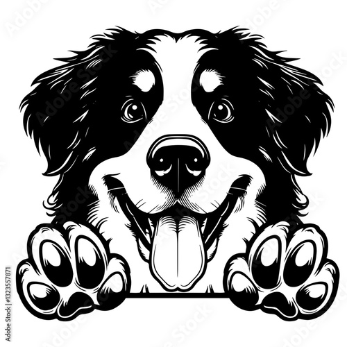 Dog Peeking Clipart Illustration 