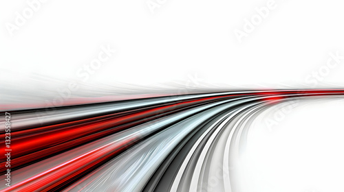 Dynamic Abstract Design with Red and White Curved Lines on a Bright White Background