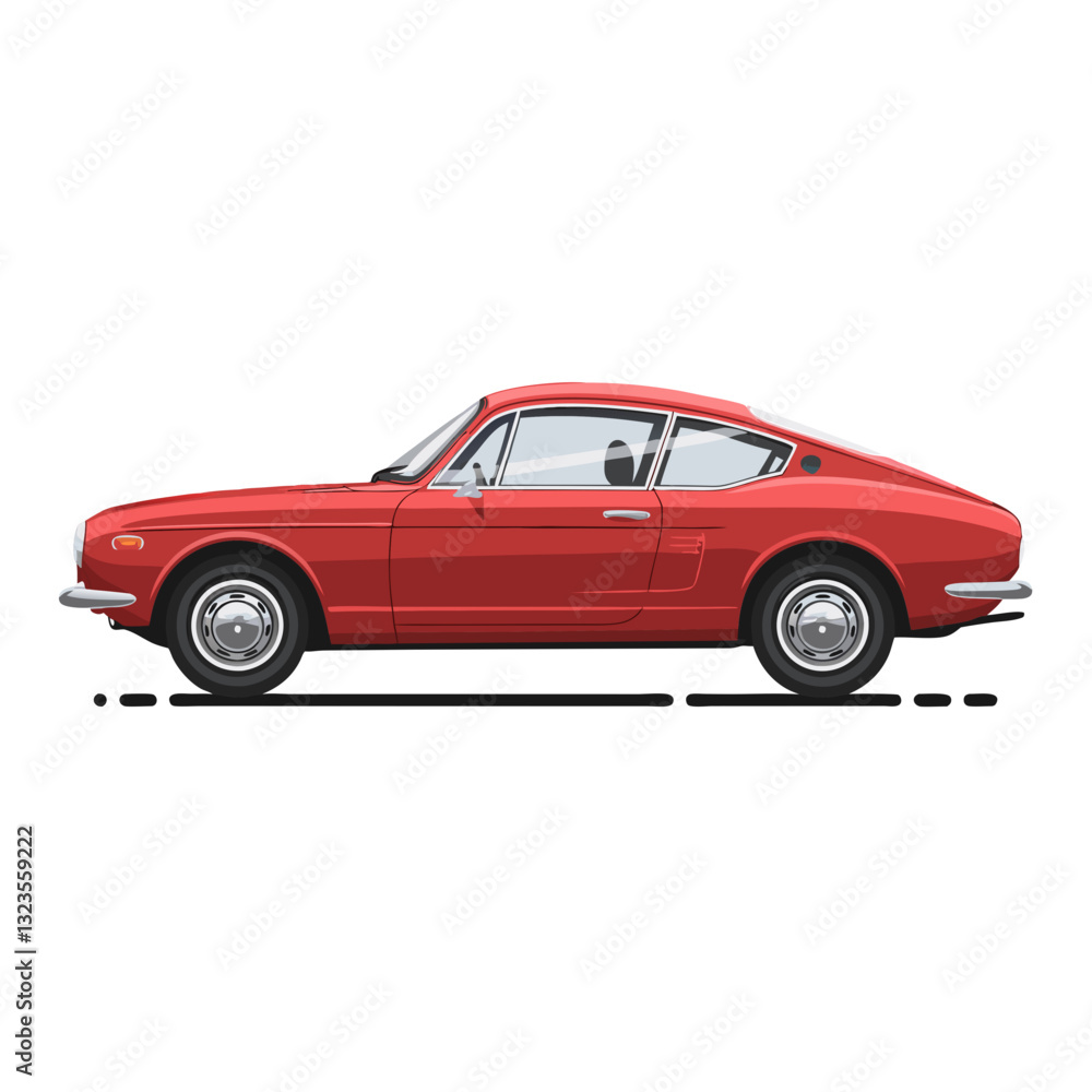 Classic Red Sports Car Vector Side View for Automotive Design and Art Projects Classic Red Sports Car Vector Side View for Automotive Design and Art Projects
