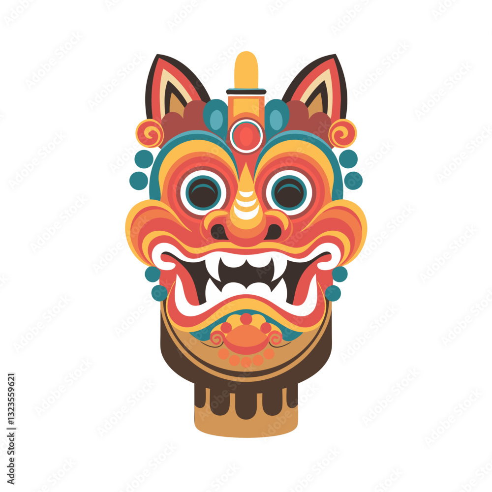 Obraz premium Vibrant Tribal Mask Vector Design for Cultural Art Projects and Decorations