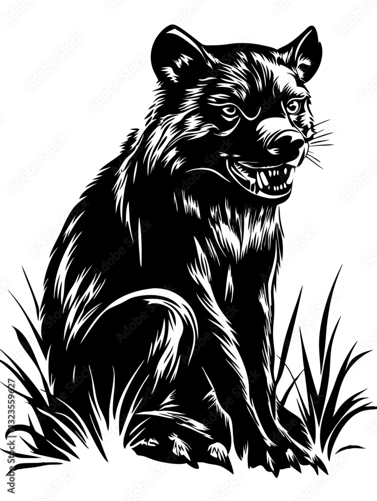 Obraz premium Fierce Growling Wolf Vector Illustration for Tattoos and Design