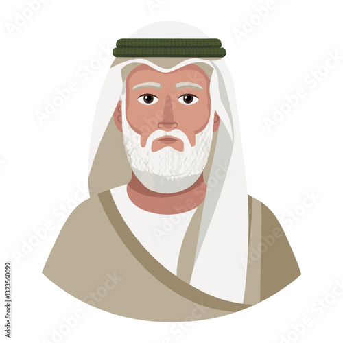 Traditional Middle Eastern Man Wearing Kandura and Ghutra Vector Illustration