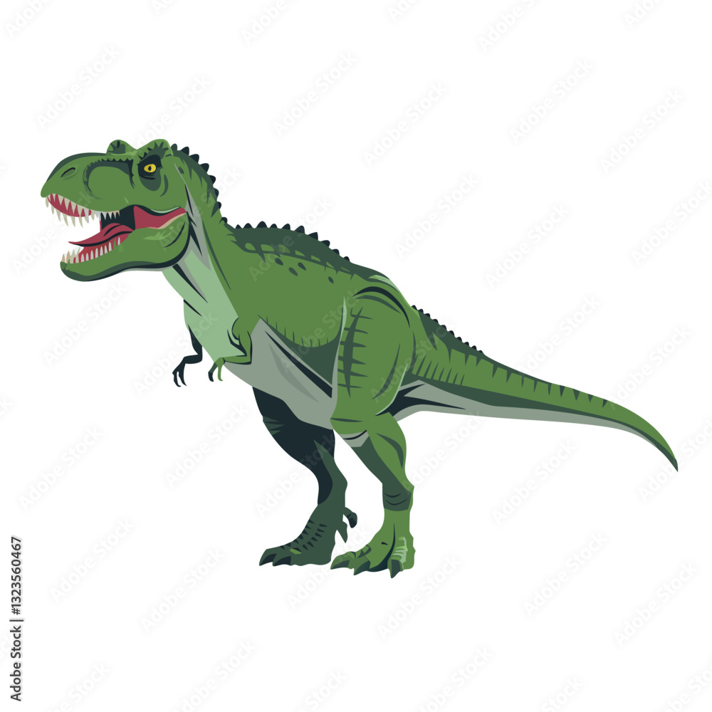 Fototapeta premium Green T-Rex Dinosaur Vector Illustration for Educational and Creative Projects