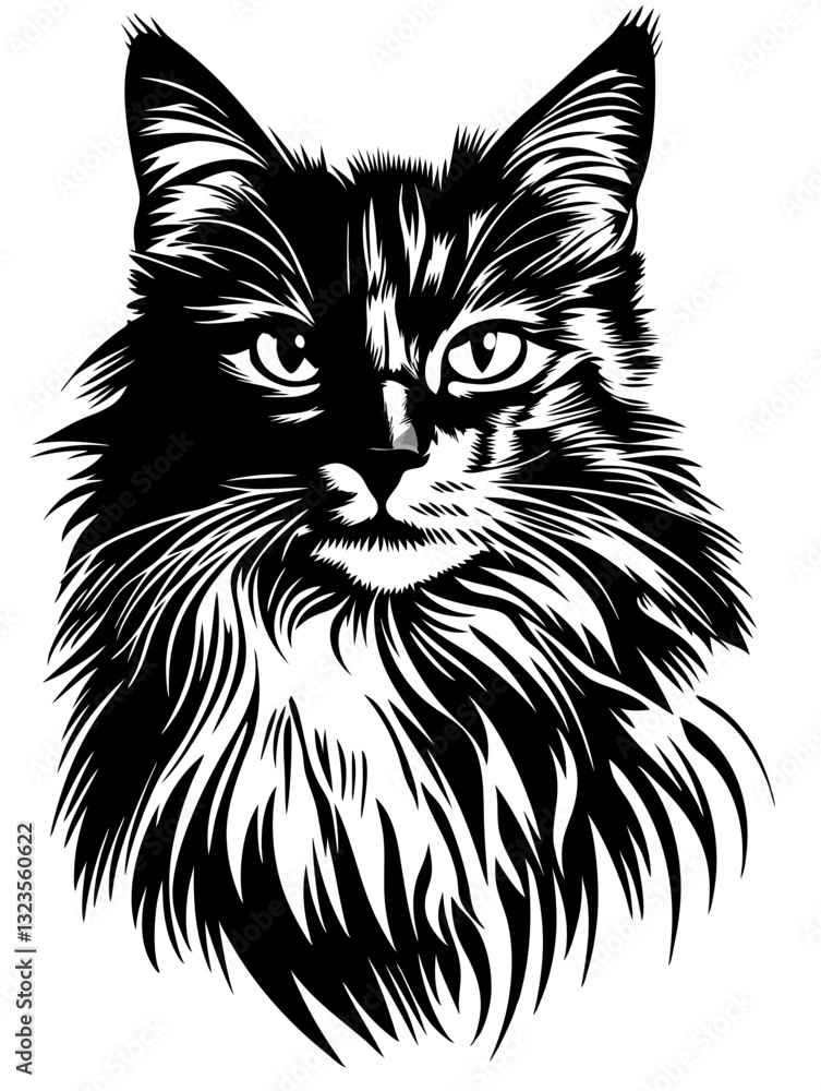 Intricate Black Cat Face Vector Art for Tattoo and Design Projects Intricate Black Cat Face Vector Art for Tattoo and Design Projects