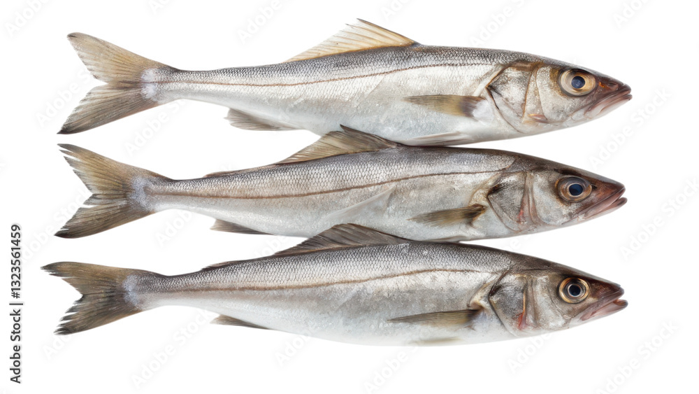 High-protein concept. Three fresh fish arranged in a row on a black background. High-protein concept. Three fresh fish arranged in a row on a black background.