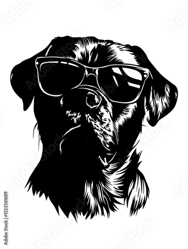 Cool Dog Wearing Sunglasses Detailed Vector Art for Tattoos and Merchandise