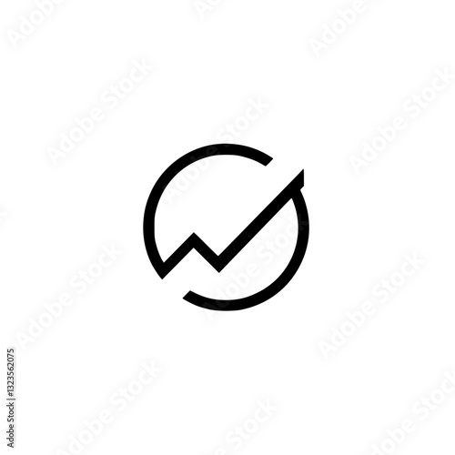 Minimalist graphic of a rising line intersecting a partial circle Bold clean design suggesting growth connection or progress with a modern aesthetic