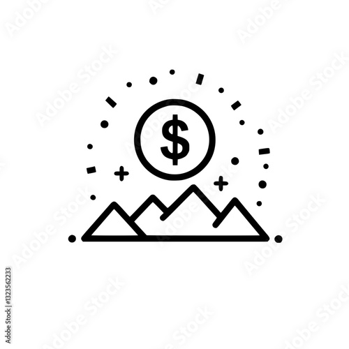 Financial Growth Icon: Symbolizing rising profits with a dollar sign above an ascending chart indicating investment success and monetary gain