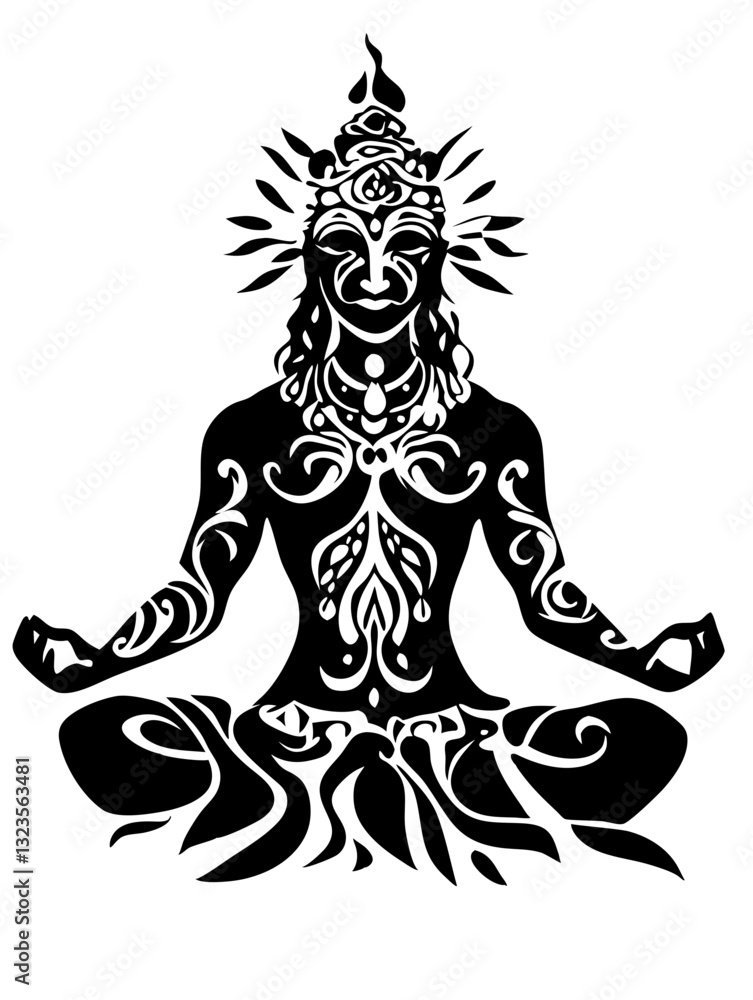 Fototapeta premium Intricate Mandala Yoga Pose Vector Art for Meditation and Tattoo Design