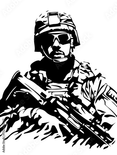 Wallpaper Mural Military Soldier Silhouette Vector Illustration Tactical Combat Gear Art Torontodigital.ca
