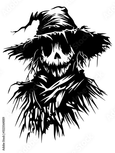 Spooky Scarecrow Silhouette Vector for Halloween Decor and Tattoo Design