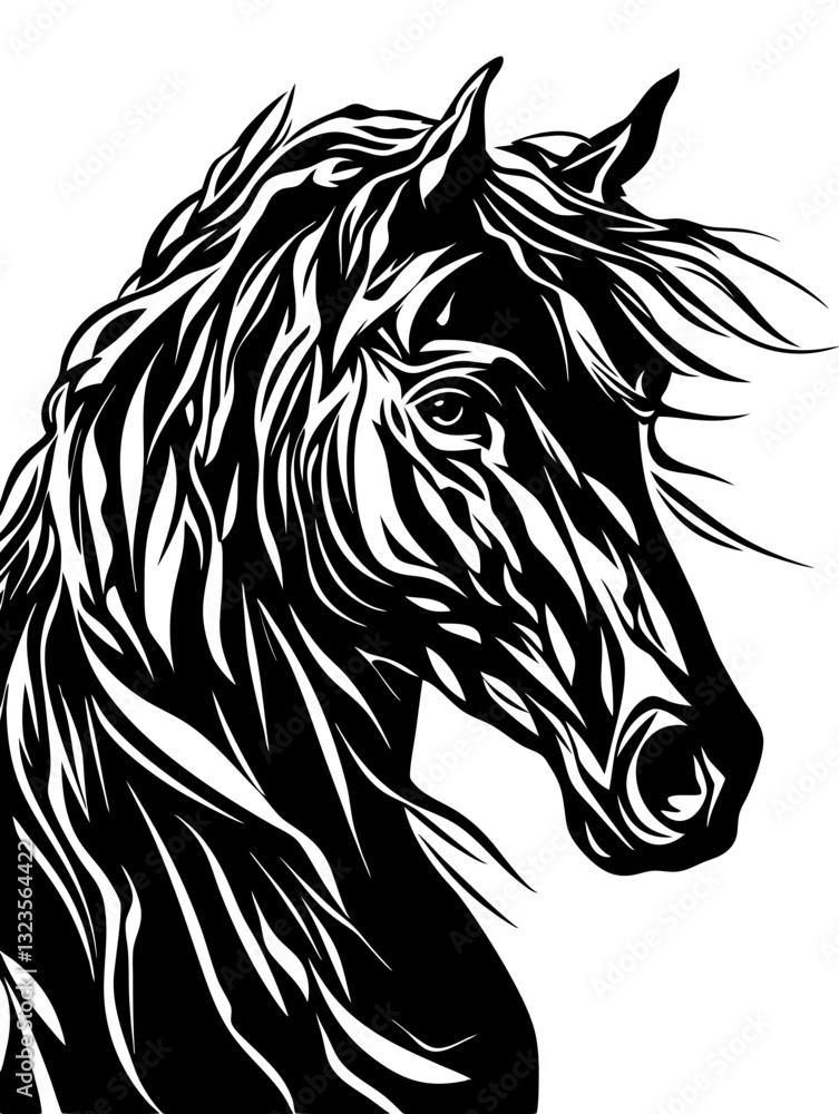 Obraz premium Majestic Horse Head Vector Illustration for Design and Art Projects