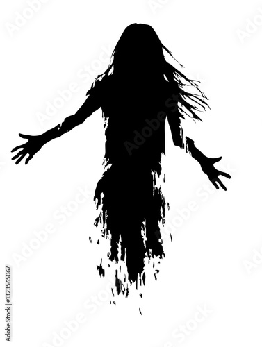 Creepy Ghostly Silhouette Floating Figure for Spooky Designs