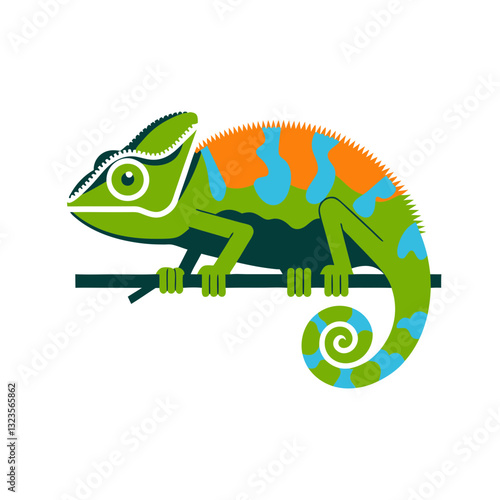 Colorful Vector Chameleon Illustration for Art Tattoos and Nature Designs