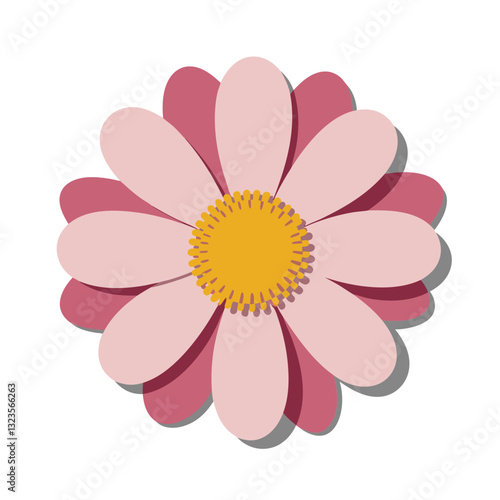 Pink Daisy Vector Art with Yellow Center for Floral Design and Decoration