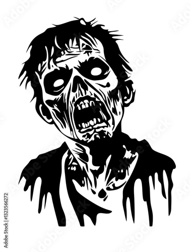 Scary Zombie Illustration for Halloween Decor and Tattoo Design