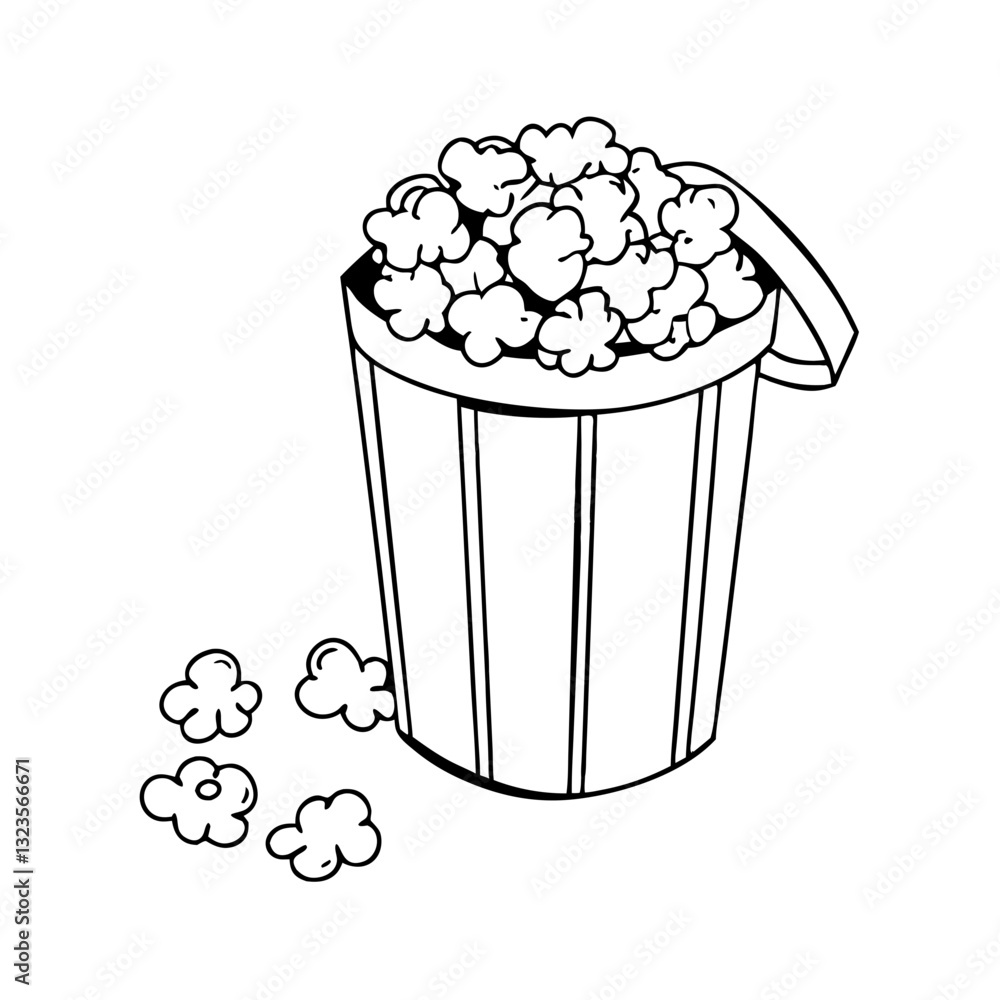 Popcorn Bucket Vector Illustration for Cinema and Snack Design Popcorn Bucket Vector Illustration for Cinema and Snack Design
