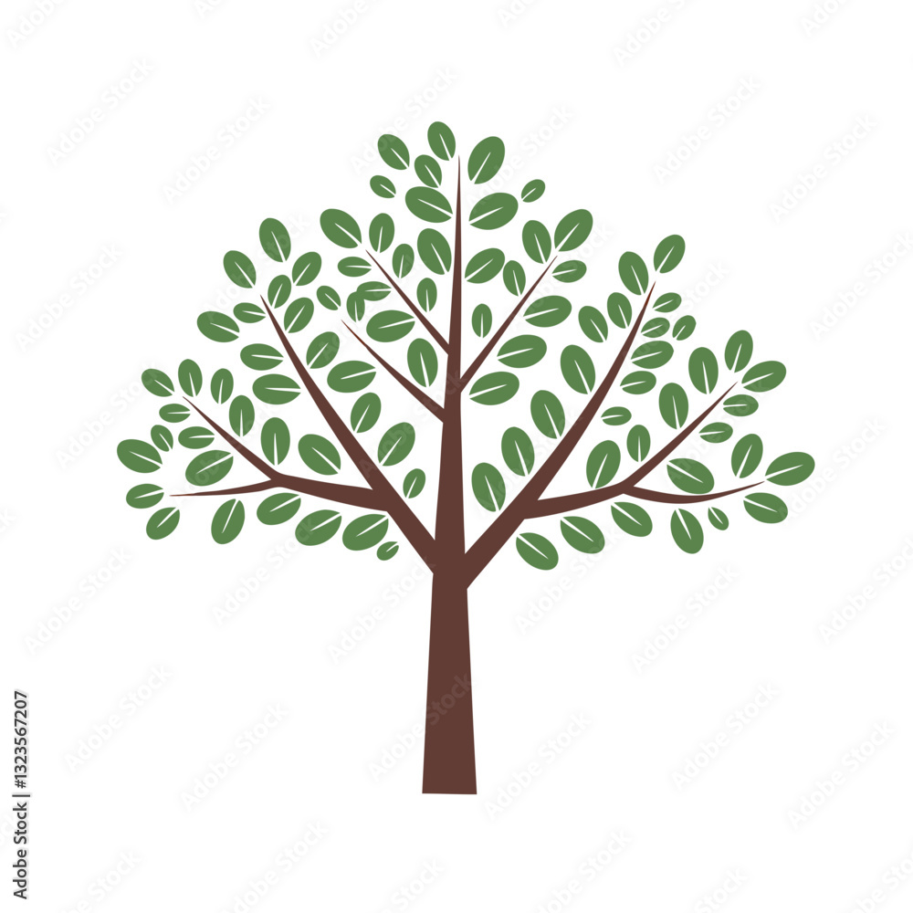 Green Tree Illustration with Brown Trunk and Leaves for Eco Design and Nature Themes Green Tree Illustration with Brown Trunk and Leaves for Eco Design and Nature Themes