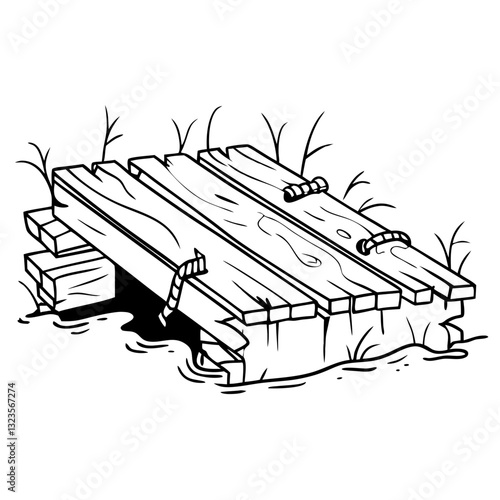 Rustic Wooden Bridge Vector Illustration for Nature and Outdoor Designs