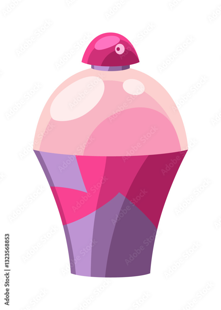 Cartoon perfume bottle, scented water and perfumes retro packaging. Fashion vintage bottle, decorative girly cosmetics flat decent vector