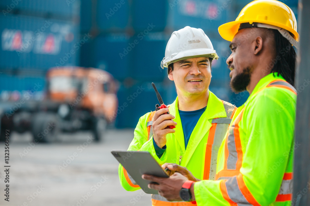 Fototapeta premium Sustainable Logistics Planning in a Container Yard.
