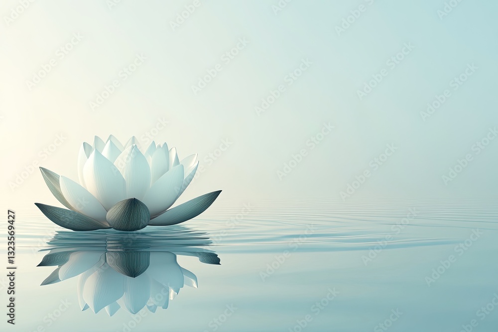 Fototapeta premium Peaceful white lotus flower on water
