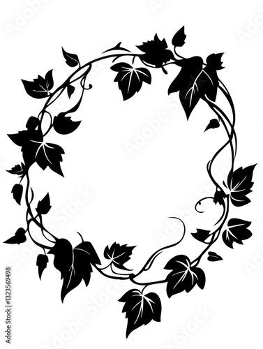Elegant Ivy Leaf Wreath Silhouette Vector for Decoration and Design
