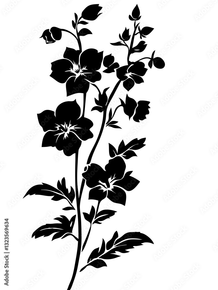 Fototapeta premium Elegant Floral Silhouette Vector Art for Design and Decoration