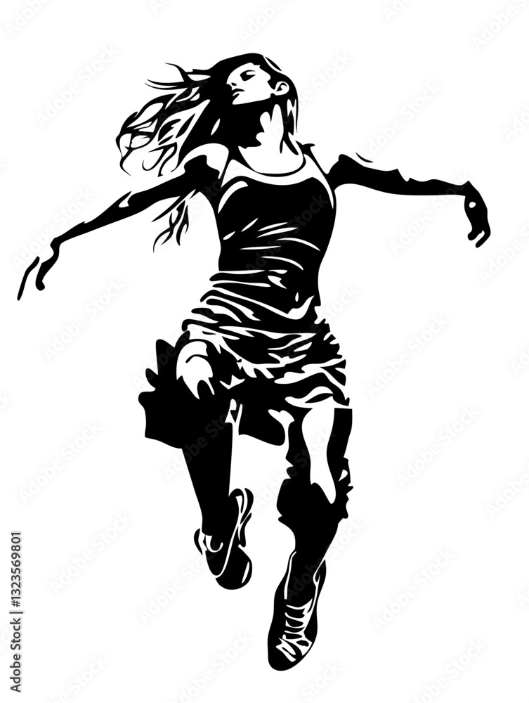 Fototapeta premium Dynamic Female Dance Silhouette Vector Art for Creative Projects