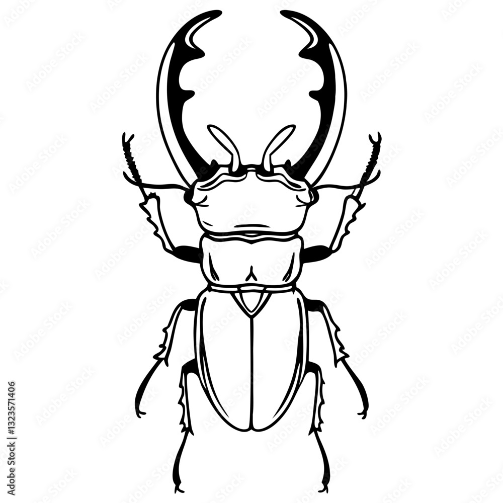 Fototapeta premium Stag Beetle Outline Illustration Perfect for Tattoos and Design Projects