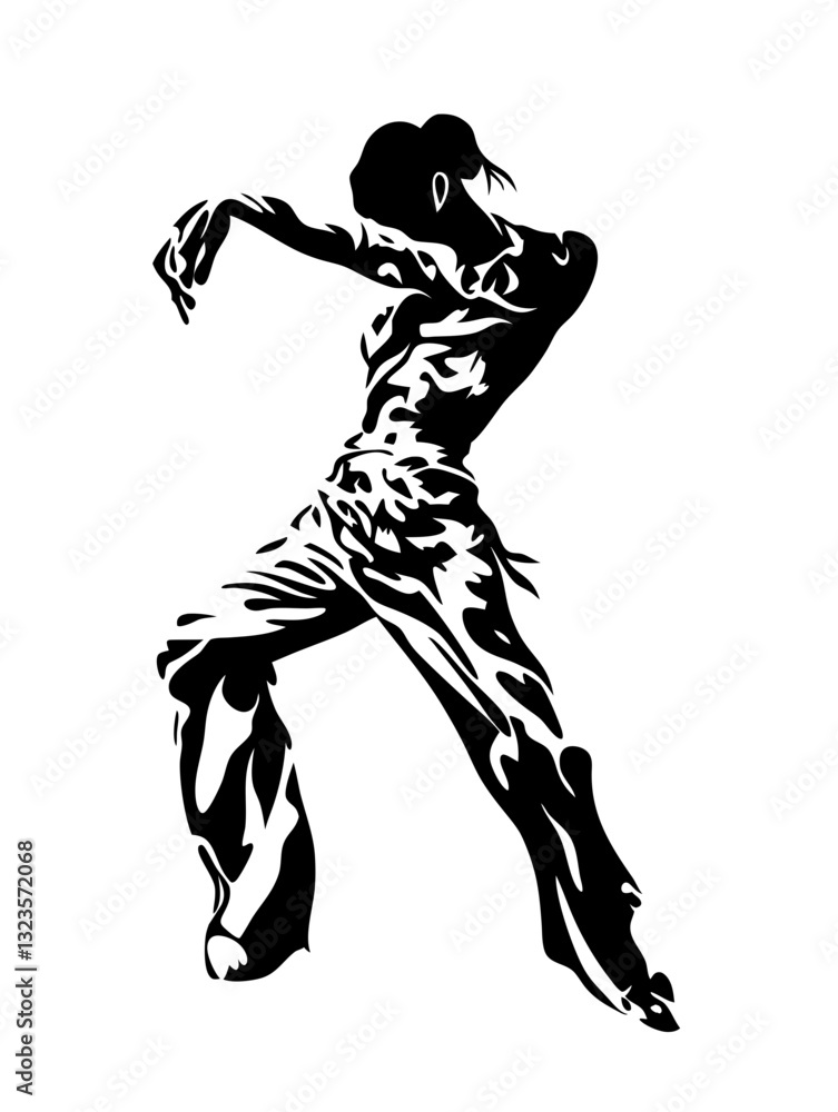 Silhouette of Elegant Dancer in Motion Artistic Vector Design