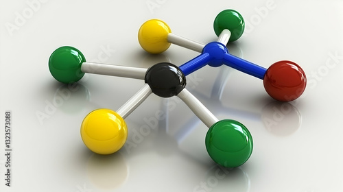 3D Illustration Molecular Structure Chemistry Science Atoms Bonds Research Education