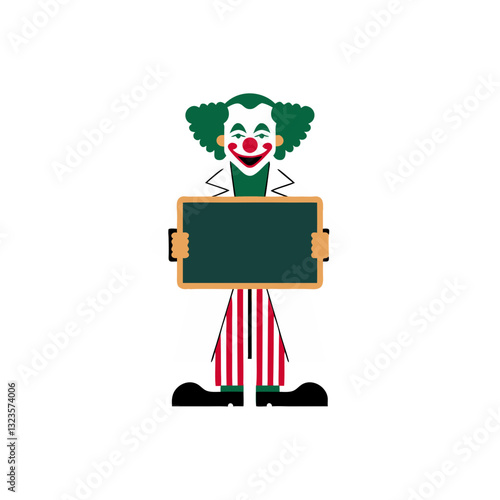 Colorful Clown Holding Chalkboard Vector Illustration for Entertaining Designs