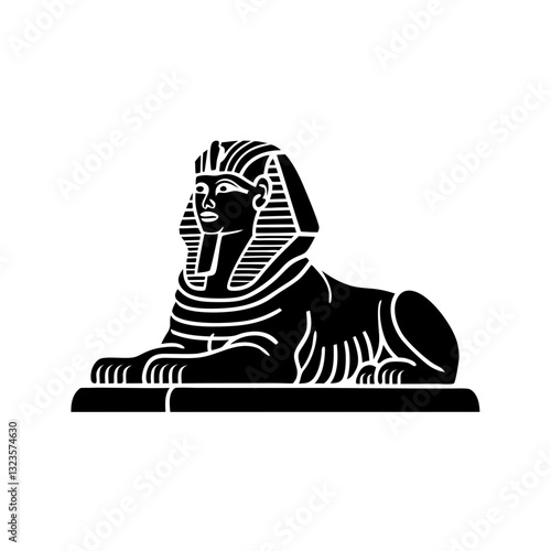 Ancient Egyptian Sphinx Vector Illustration for Tattoos and Coloring Books