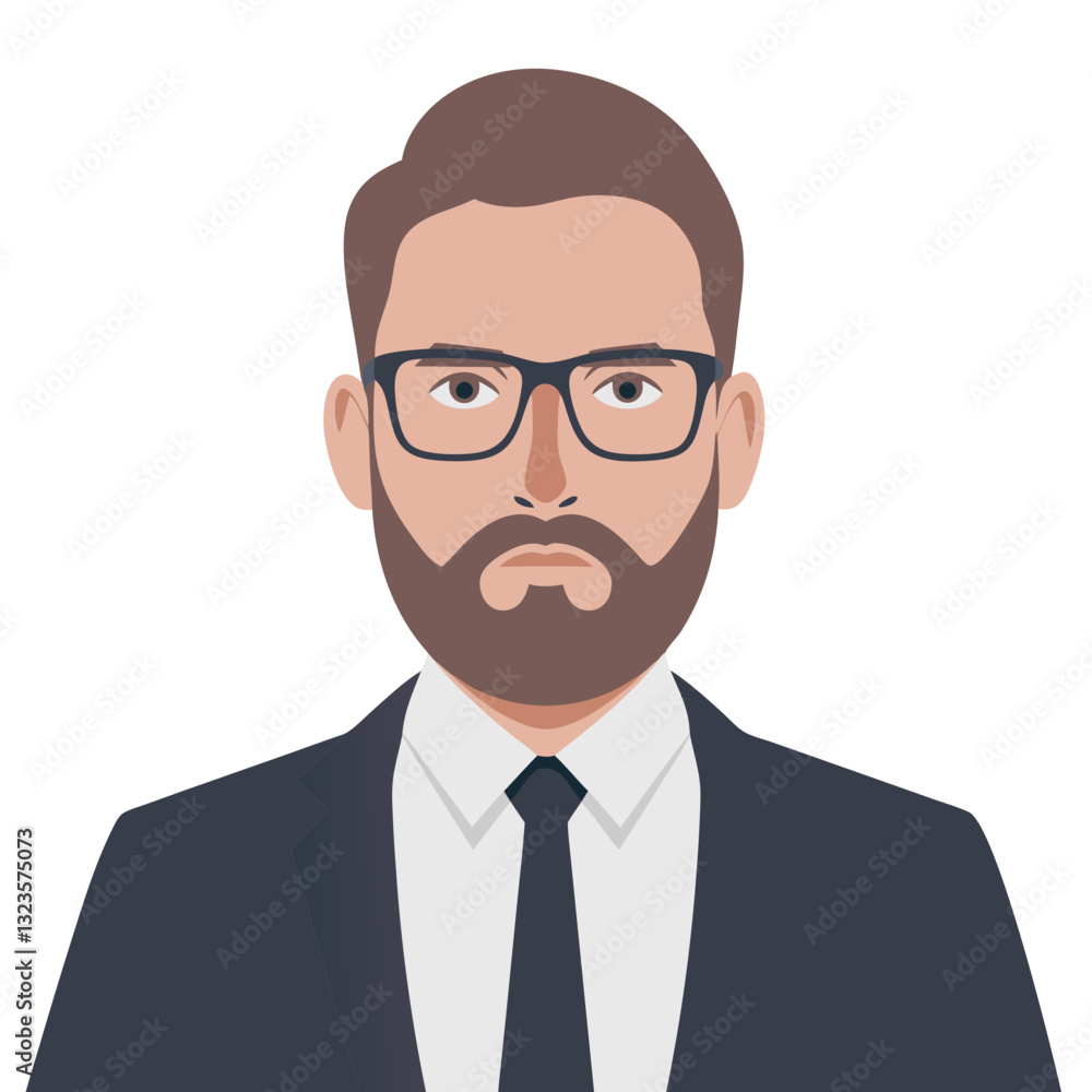 Bearded Businessman Vector Portrait Illustration in Formal Suit Bearded Businessman Vector Portrait Illustration in Formal Suit