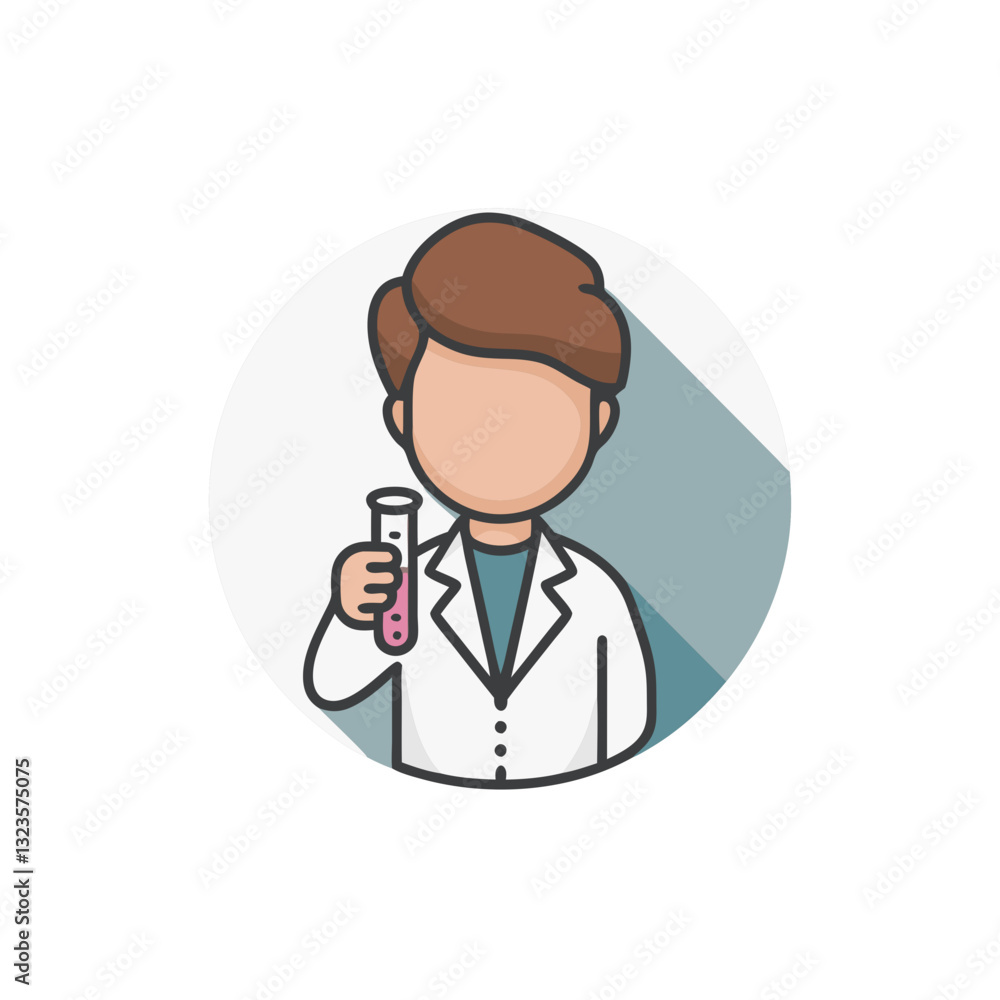 Scientist Character Vector with Test Tube for Educational and Design Use Scientist Character Vector with Test Tube for Educational and Design Use