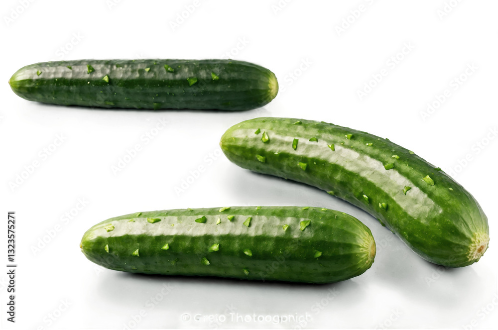 Three fresh cucumbers lie isolated on white,isolated Three fresh cucumbers lie isolated on white,isolated