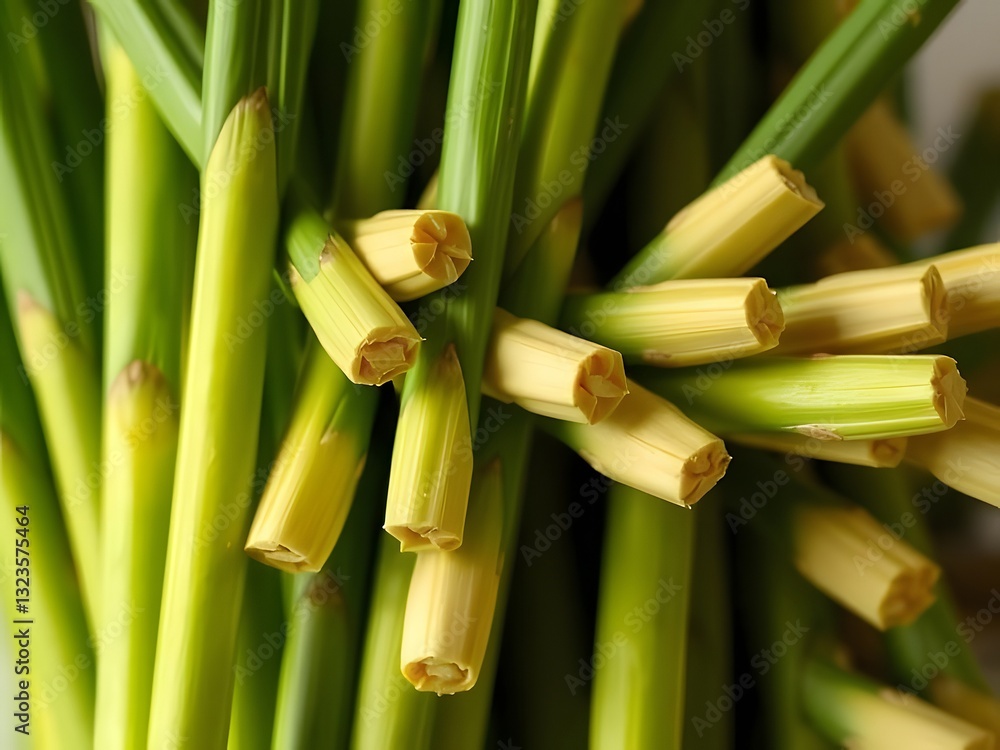 Fototapeta premium Close-up of freshly cut daffodil stems, spring flowers, floral arrangement, natural background.