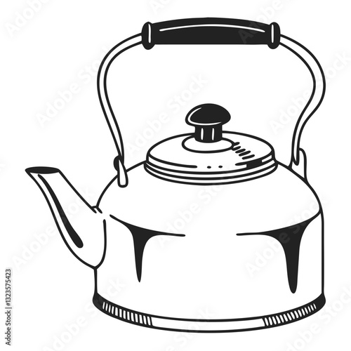 Classic Vintage Teapot Outline Illustration for Design Projects and Decor