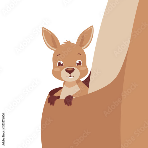 Cute Baby Kangaroo in Pouch Vector Illustration for Children's Books and Art