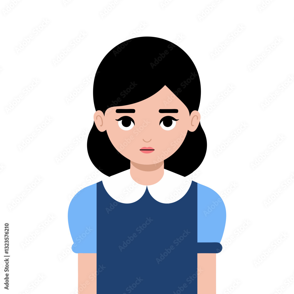 Cute Sad Girl Vector Simple Illustration for Children's Book or Cartoon Design Cute Sad Girl Vector Simple Illustration for Children's Book or Cartoon Design