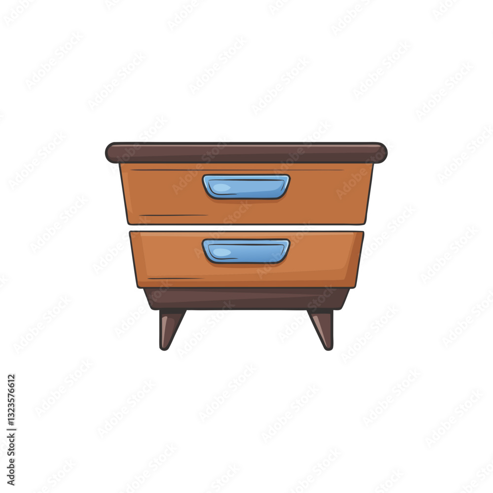 Retro Mid-Century Modern Wooden Drawer Illustration for Home Decor Retro Mid-Century Modern Wooden Drawer Illustration for Home Decor