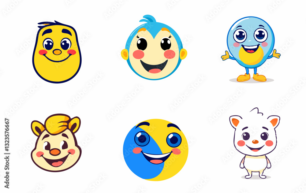 set of funny cartoon birds set of funny cartoon birds