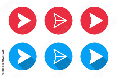 Send message icon with long shadow. Social media share, repost sign symbol