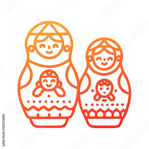 Colorful Vector Illustration of Traditional Russian Matryoshka Nesting Dolls